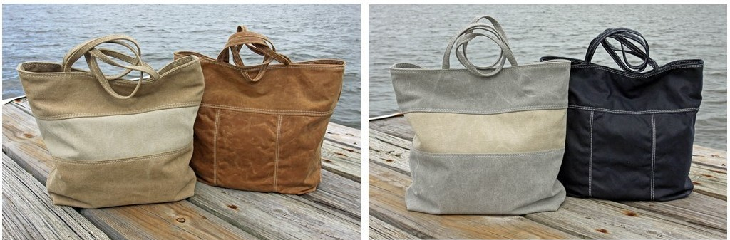 Waxed and Stonewashed Canvas Tote Bags